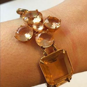 J Crew - chunky gold with big peach stone bracelet